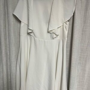 Elegant White Ruffle Sleeve Dress